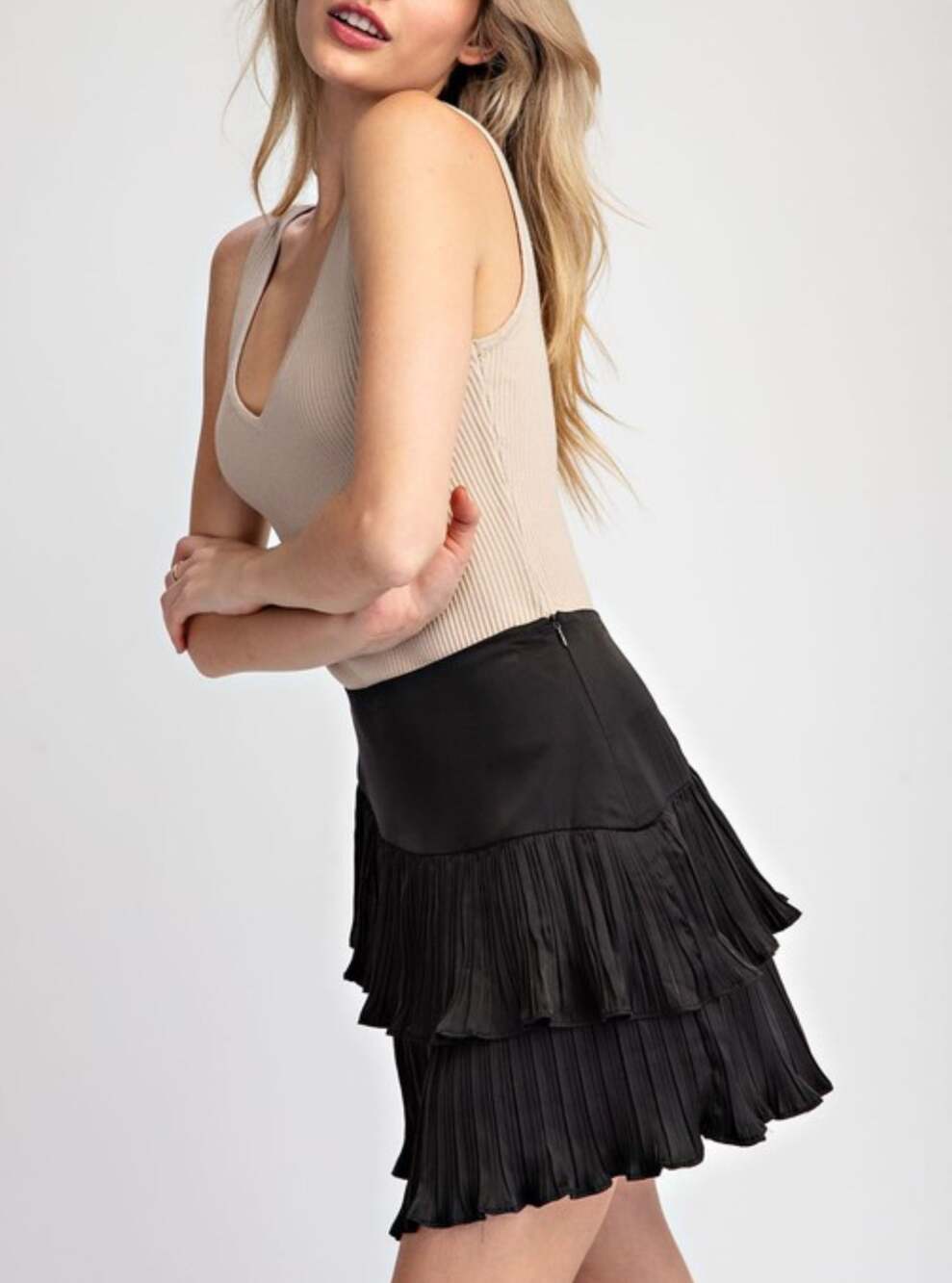 Satin Ruffle Mini Skort - Picture 3 of 5